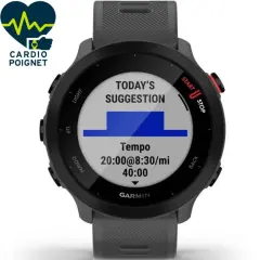 Montre Garmin affichant une suggestion d'entraînement. Le cardio au poignet et le GNSS vs GPS sont essentiels pour optimiser vos performances.