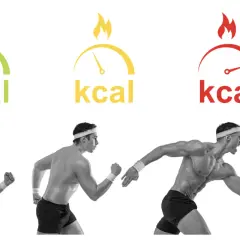 Trois hommes en course, du plus corpulent au plus musclé, symbolisant comment brûler les graisses stockées par le sport et le contrôle des calories.