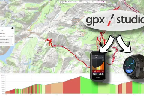 Interface de GPX Studio pour tracer un itinéraire de vélo de route, avec une carte topographique et un profil d'altitude.