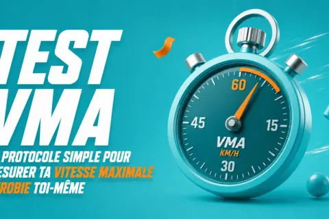 Test VMA : un chronomètre stylisé indique 30 km/h, prêt pour mesurer ta vitesse maximale aérobie.