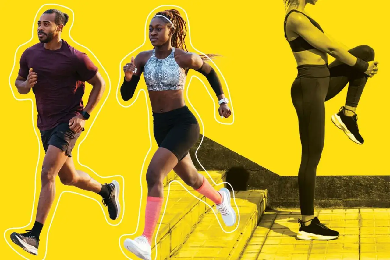 Trois athl&egrave;tes en pleine course, un homme et deux femmes, illustrant le top 10 des sports les plus cardio.