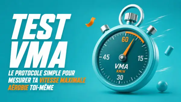 Test VMA : un chronomètre stylisé indique 30 km/h, prêt pour mesurer ta vitesse maximale aérobie.